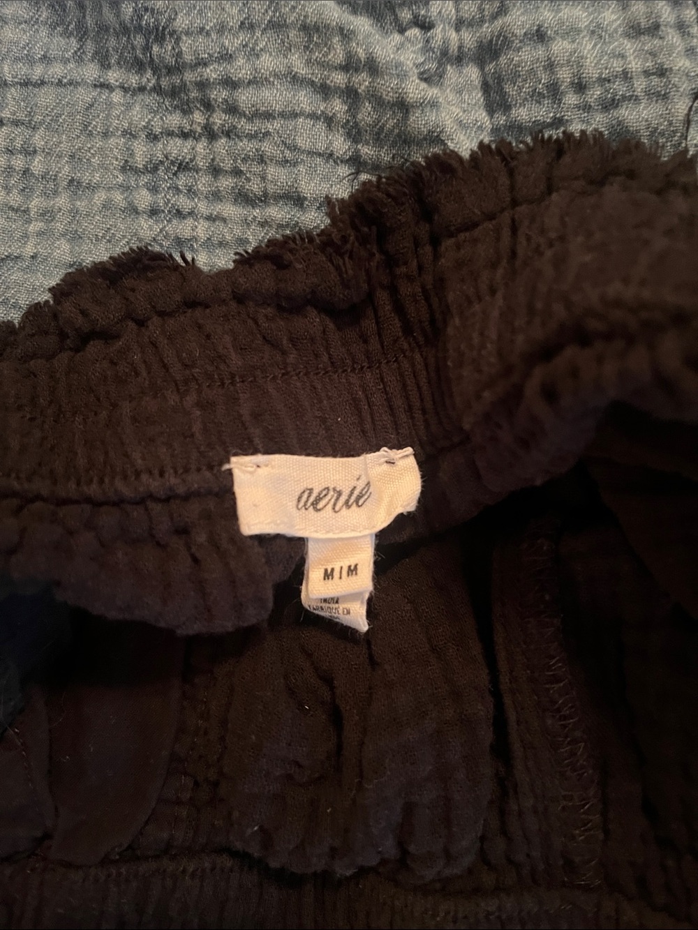 aerie Light Blue & Black Women's Gauze Lounge Shorts - Picture 2 of 6